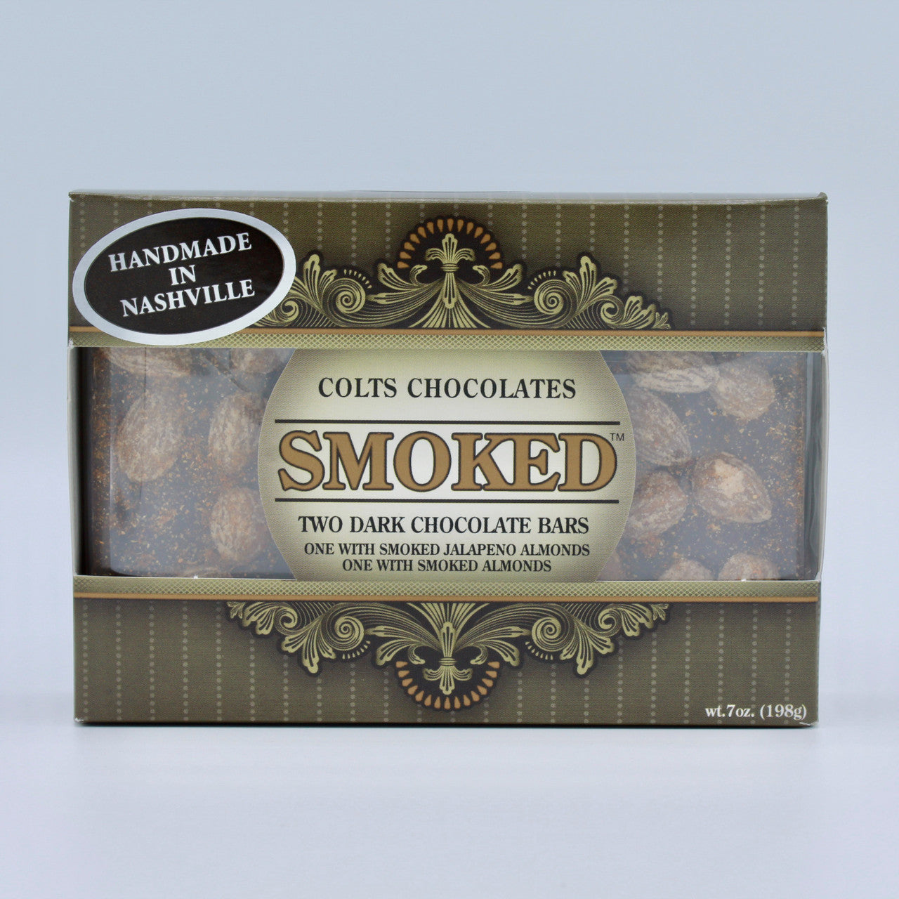 Colts Chocolates Smoked Almond Dark Chocolate Bar 7oz