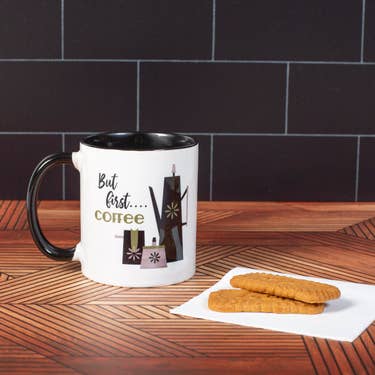 Mod Lounge Paper Company - But First Coffee Mid Century Modern Coffee Mug