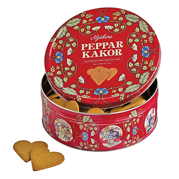 NYAKERS Gingersnap Hearts Red Tin 14.11oz